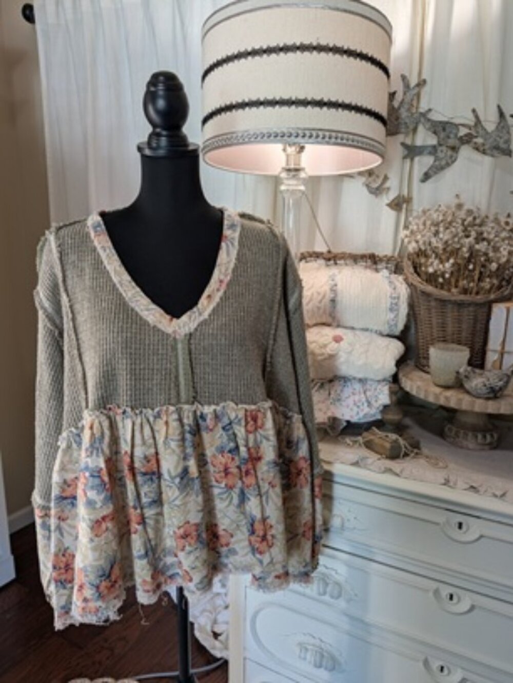POL DREAMY FLORAL BABYDOLL FLORAL TOP-LARGE